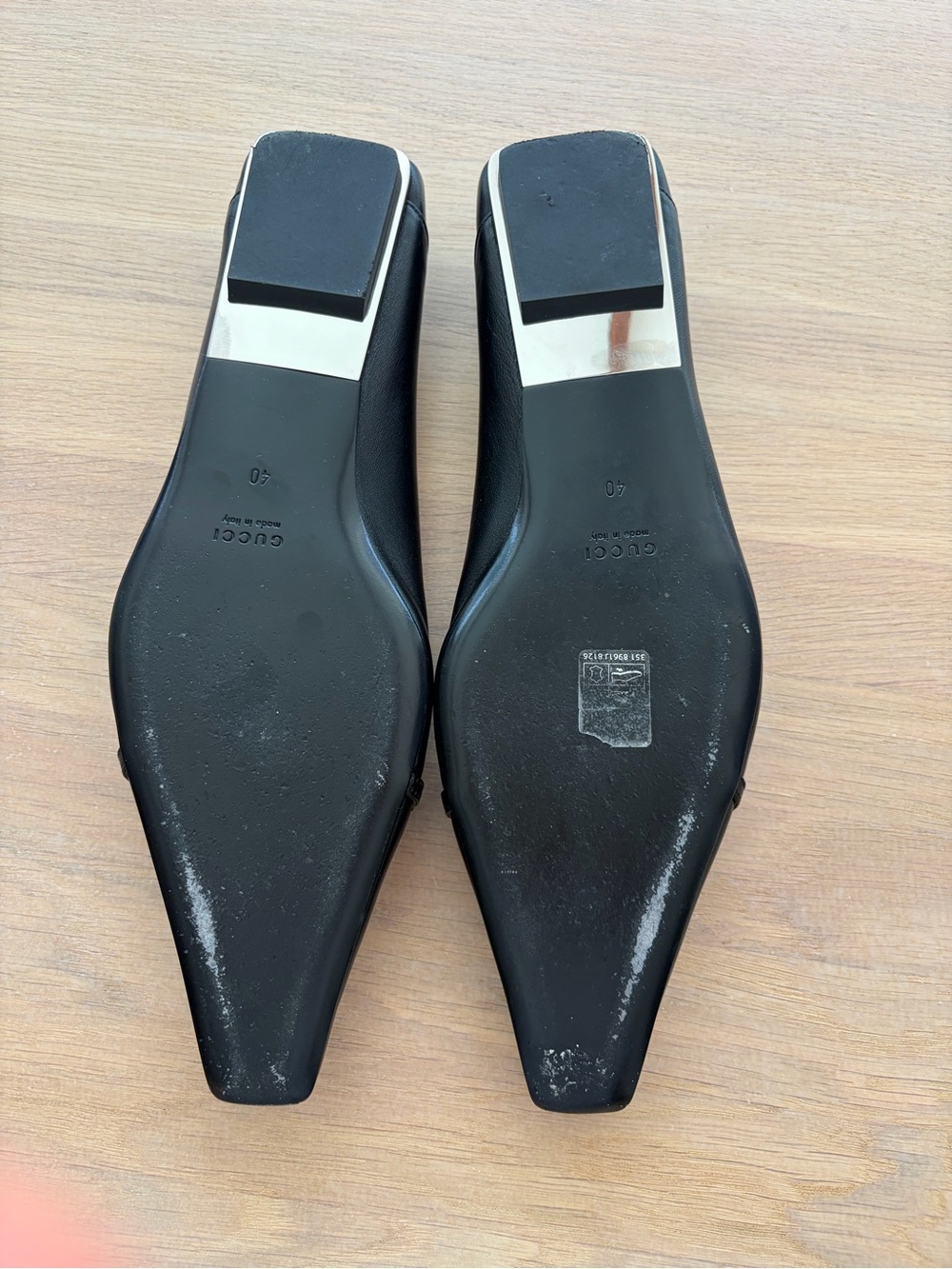 Gucci Vittoria Black Leather Horsebit Pointed ballet Flats 40 shoes - Picture 5 of 7